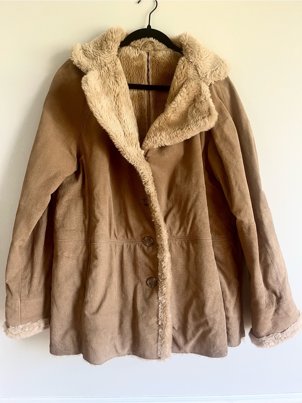 Vintage New York By Winlet Genuine Leather Shearling Coat Women’s XL Sherpa